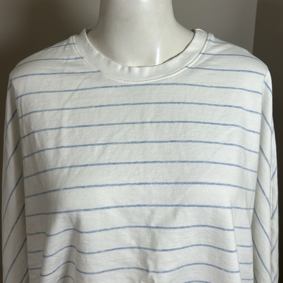 Frank and Eileen Tee Lab Oversized Continuous Sweatshirt White Blue Stripe S - Picture 2 of 13